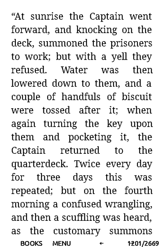 A page of Moby Dick with almost no interface around it