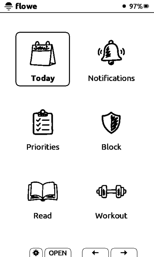 The Flowe home screen with the Marker icon pack